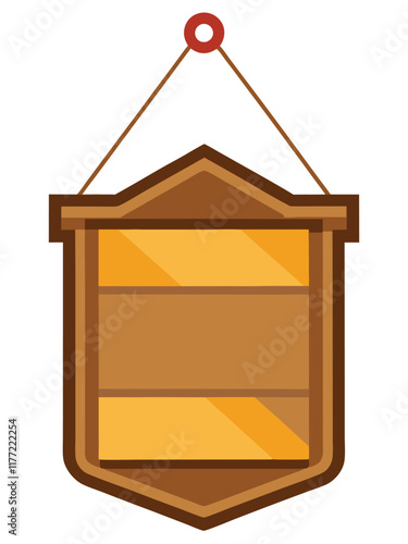 Door plaque hanging wood sign flat illustration on white background
