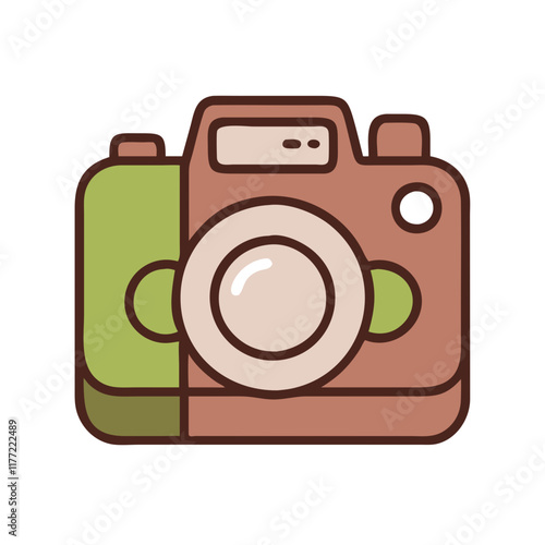 Camera in green and beige tones