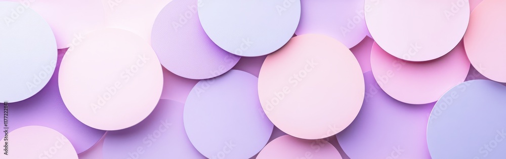 Obraz premium Pastel lavender and pink geometric circles create a calming and playful background for creative projects and design work
