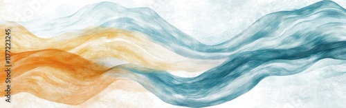 Wallpaper Mural Gentle watercolor strokes create a serene landscape with flowing waves of color Torontodigital.ca