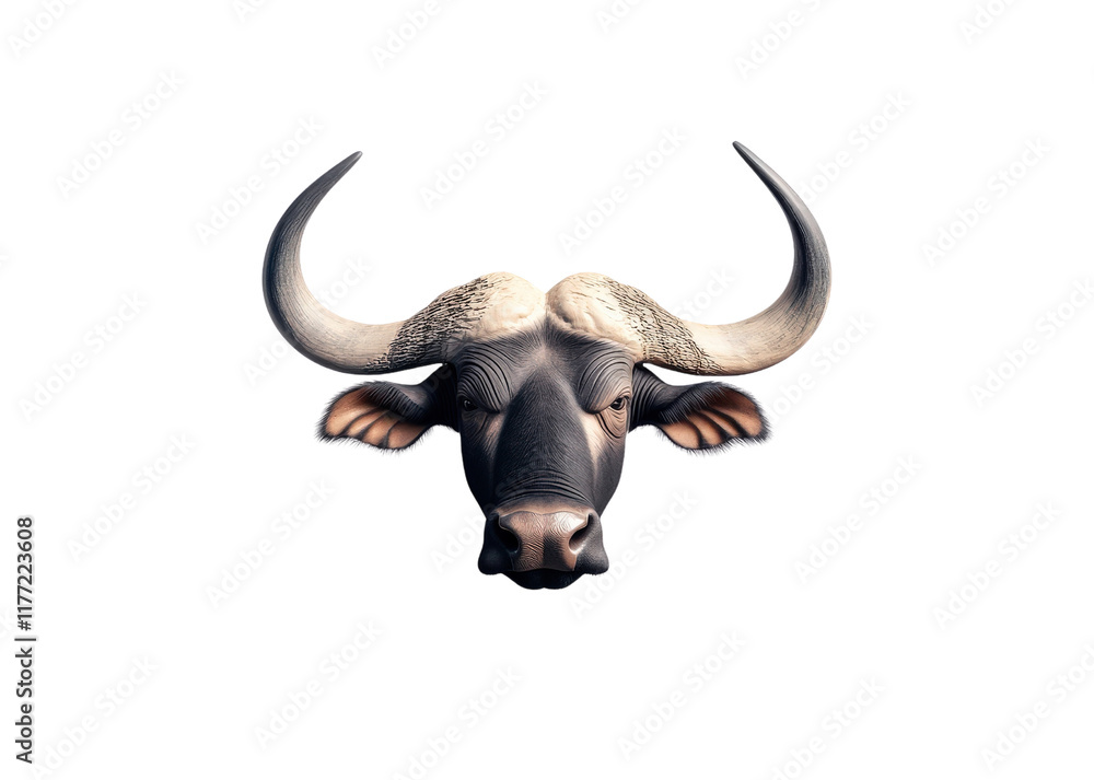Fototapeta premium Buffalo head with prominent horns and detailed features
