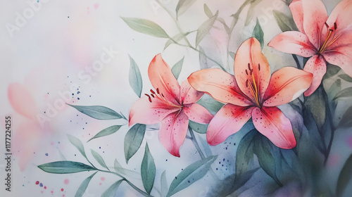 wedding invitation card background vector. Minimal hand painted watercolor botanical flowers texture template background. Design for wedding, vip cover, poster, rsvp moderncard.Valentine's Day