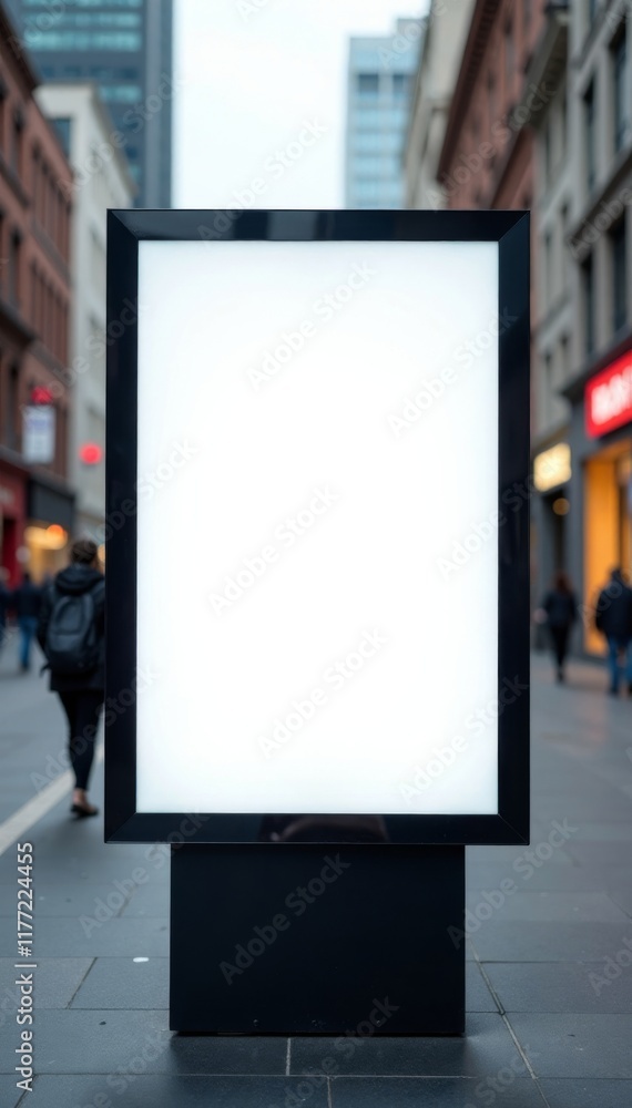 A blank street billboard poster stand in a city business district background with empty frames, background, emptiness, poster A blank street billboard poster stand in a city business district background with empty frames, background, emptiness, poster