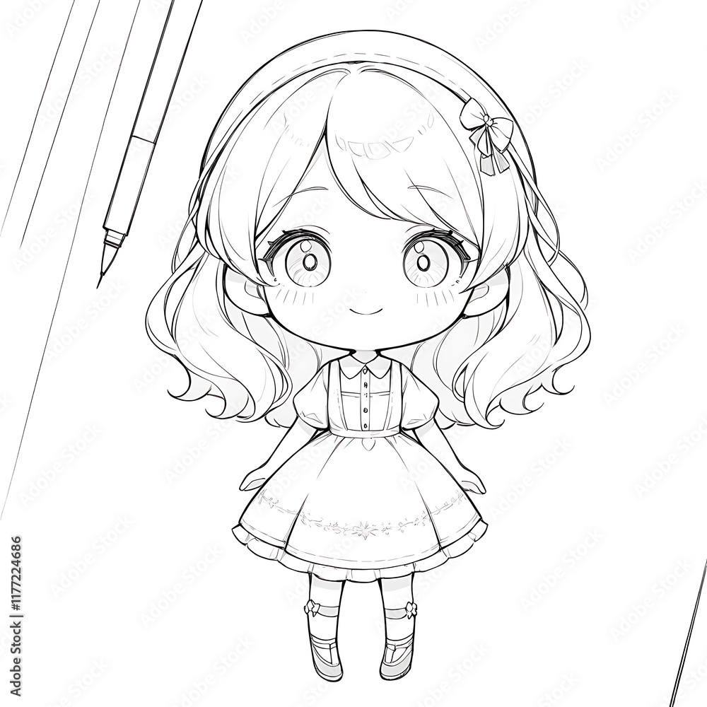 Unique Black and White Sketch of Doll Unique Black and White Sketch of Doll