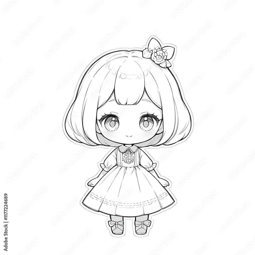 Fototapeta premium Unique Black and White Sketch of Doll