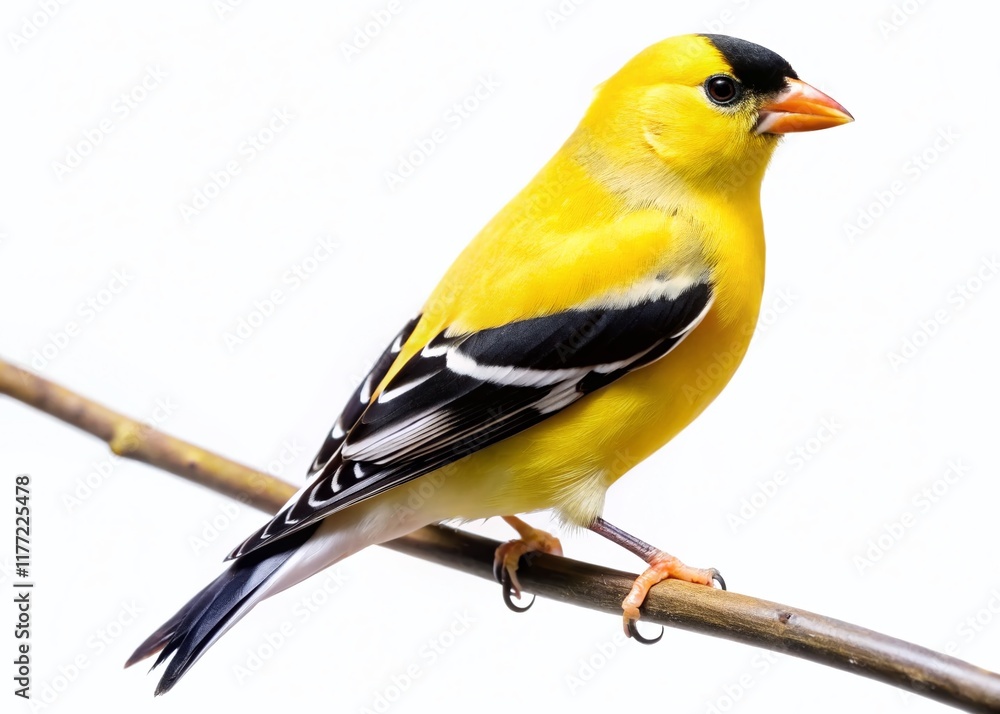 Obraz premium American Goldfinch Bird Isolated on White Background - Wildlife Photography