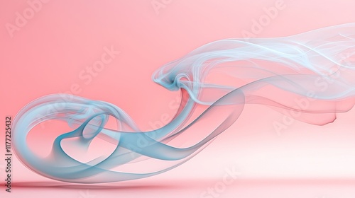 Abstract Blue and Pink Swirling Smoke Design Elegant Flowing Curves Airy Pastel Background