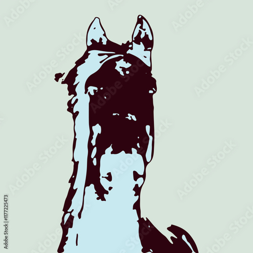 Striking two tone artistic portrait of a horse head featuring bold contrasting colors creating a contemporary minimalist aesthetic perfect for modern decor.