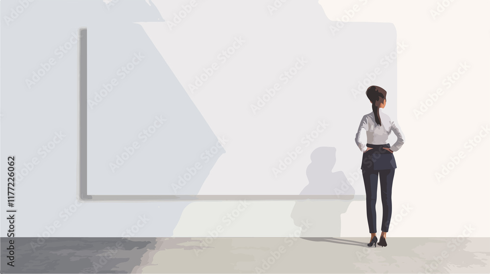 Fototapeta premium Professional Businesswoman Drawing on Blank Banner