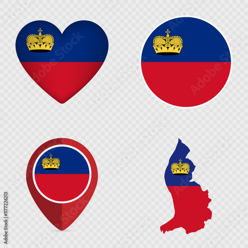Liechtenstein Flag Icons Pack. Vector illustration.