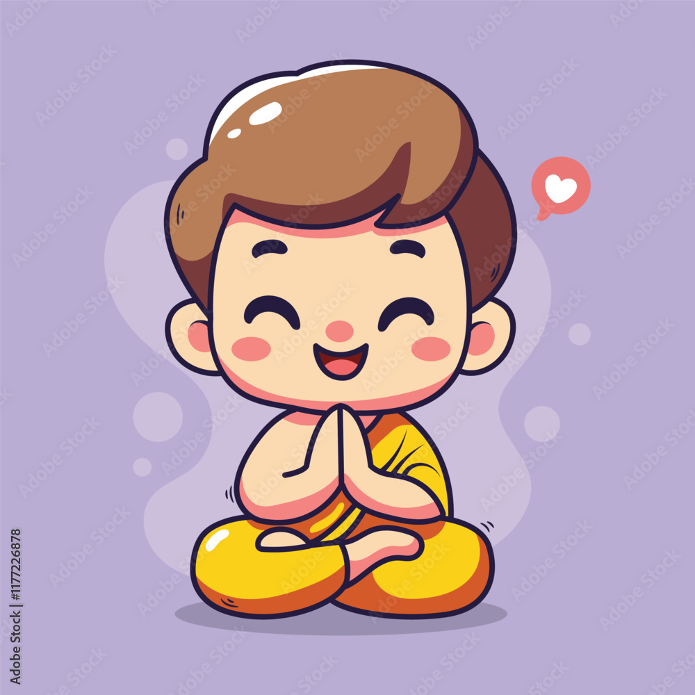 Cute boy meditating in lotus position cartoon vector illustration graphic design Cute boy meditating in lotus position cartoon vector illustration graphic design