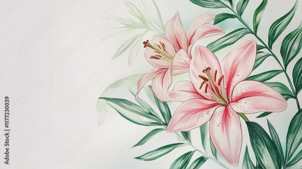 Obraz premium wedding invitation card background vector. Minimal hand painted watercolor botanical flowers texture template background. Design for wedding, vip cover, poster, rsvp moderncard.Valentine's Day