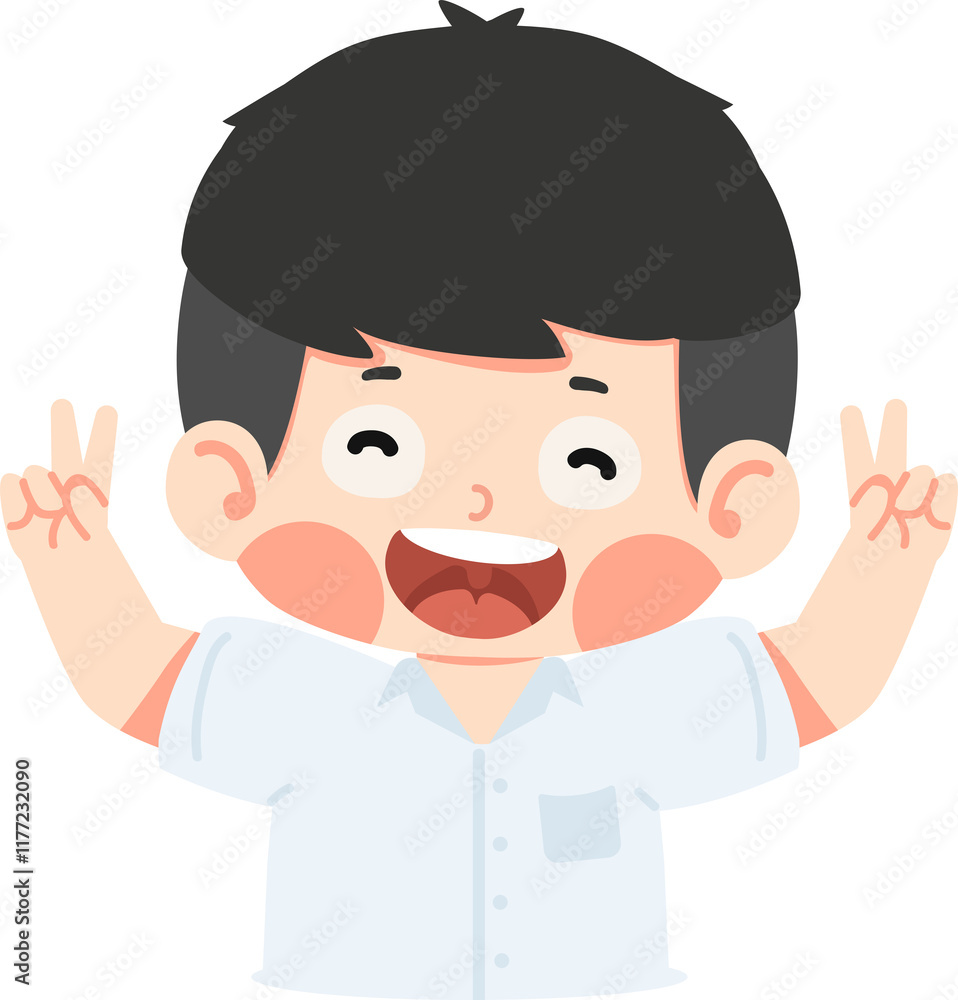 Cartoon Boy Giving a Peace Sign Cartoon Boy Giving a Peace Sign