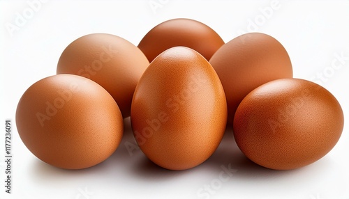 Brown eggs isolated on white. Generated image photo