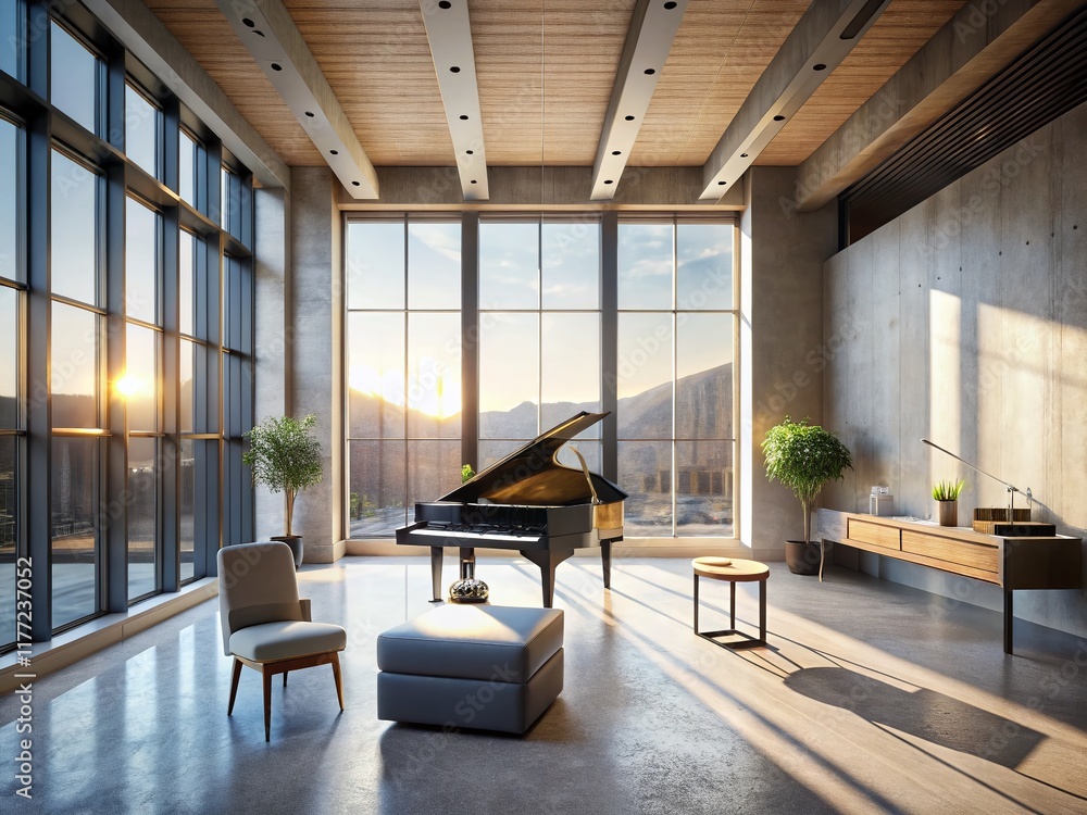 Obraz premium Architectural Photography: Modern Music Score Composition Room
