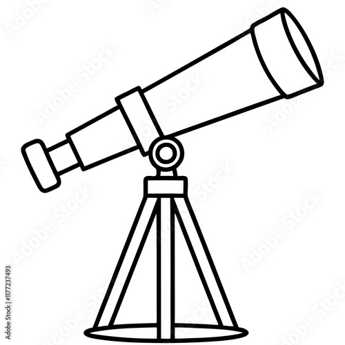 Elegant Telescope Outline Vector Art