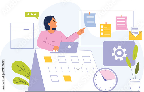 An illustration of strategic scheduling for optimal task completion, featuring a digital calendar with clearly defined tasks, deadlines, and color-coded priorities