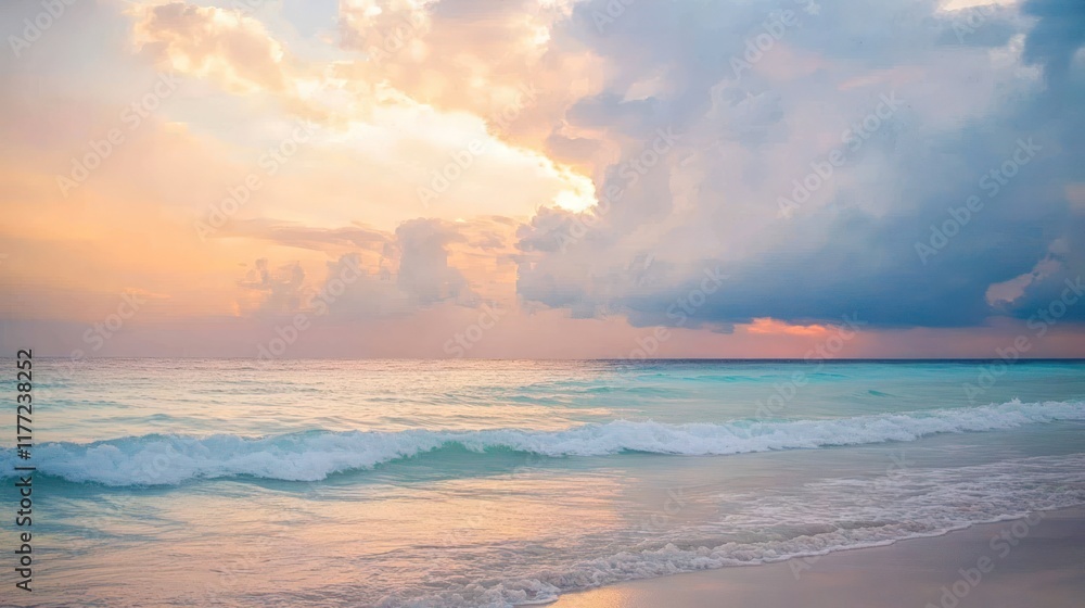 Serene Sunset at the Beach: A Tropical Paradise Serene Sunset at the Beach: A Tropical Paradise