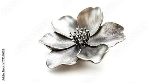 Silver flower decoration isolated on white background
