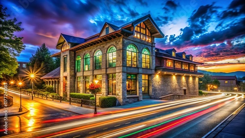 Wallpaper Mural Asheville Folk Art Museum Night Photography: Illuminated Building Exterior Torontodigital.ca