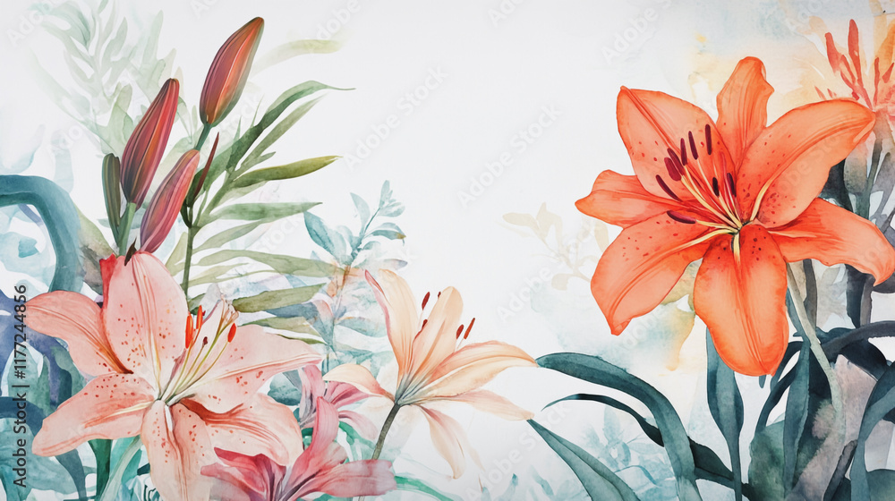 Obraz premium wedding invitation card background vector. Minimal hand painted watercolor botanical flowers texture template background. Design for wedding, vip cover, poster, rsvp moderncard.Valentine's Day