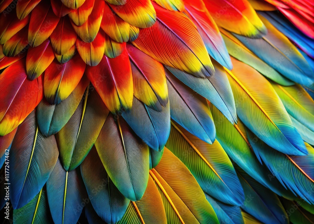 Fototapeta premium Rule of thirds mastery: captivating black and white macaw feather photography.