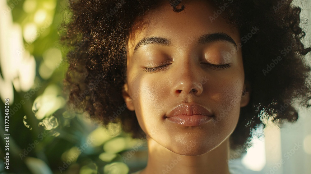 A close-up captures a person meditating in natural light, surrounded by guided resources, showcasing their focused expression and mindfulness techniques. A close-up captures a person meditating in natural light, surrounded by guided resources, showcasing their focused expression and mindfulness techniques.