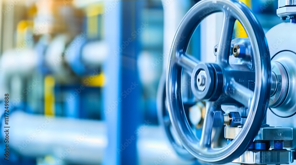 Close-up of a gas pipeline valve with a blurred industrial background, emphasizing the intricate design and mechanical components of the valve, showcasing its role in energy transportation and industr Close-up of a gas pipeline valve with a blurred industrial background, emphasizing the intricate design and mechanical components of the valve, showcasing its role in energy transportation and industr
