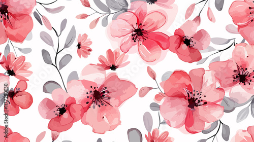 Elegant Pink Watercolor Floral Seamless Pattern Background