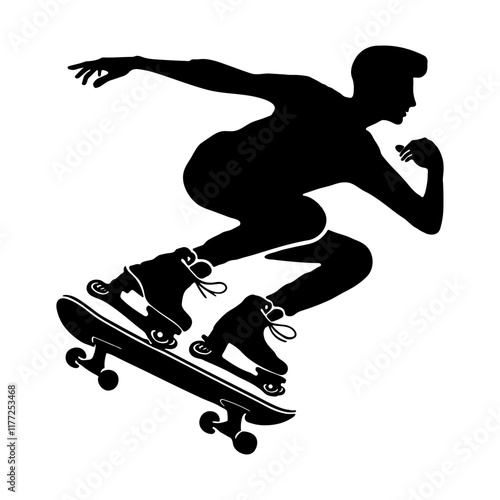 silhouette of a skateboarder jumping