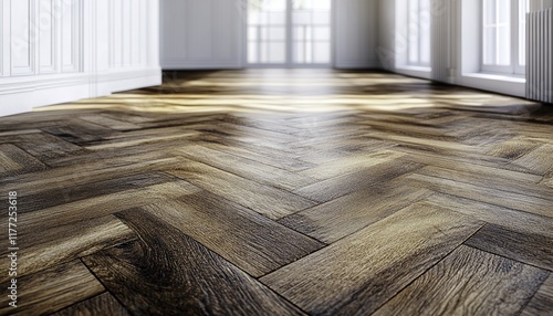 Detailed 3D rendering of a wooden parquet floor 