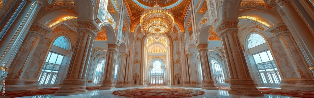 A grand room with an opulent red carpet and golden accents, perfect for luxury event backdrops or showcasing elegance in interior design. A grand room with an opulent red carpet and golden accents, perfect for luxury event backdrops or showcasing elegance in interior design.