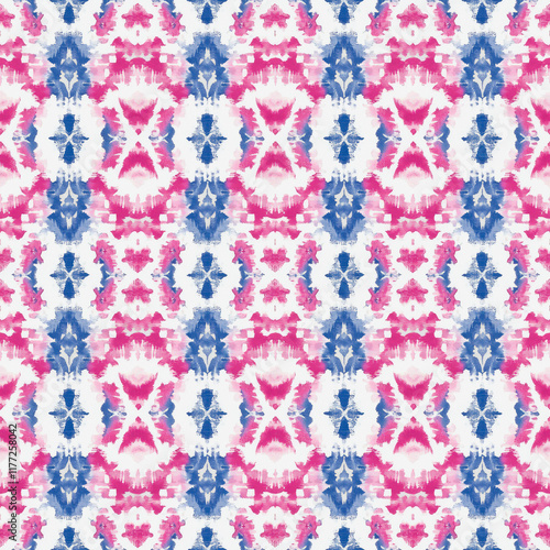 Tie dye shibori seamless pattern. Watercolour abstract texture.
