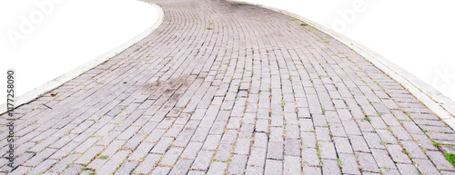 stone paths with isolated edges on white background
