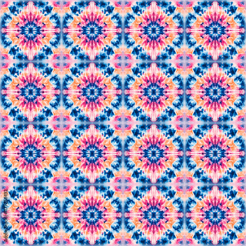 Tie dye shibori seamless pattern. Watercolour abstract texture.
