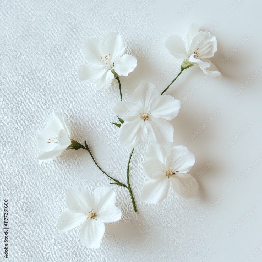 Obraz premium close up of white flowers on a white background