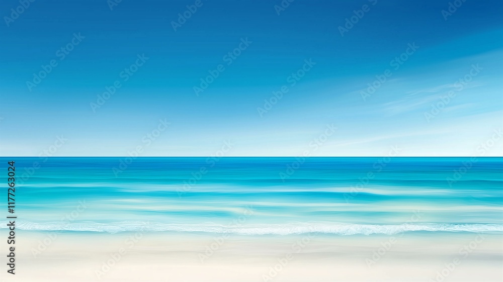 Obraz premium Ultra-realistic image of ocean water with a gradient transition from deep blue to turquoise near the shoreline 