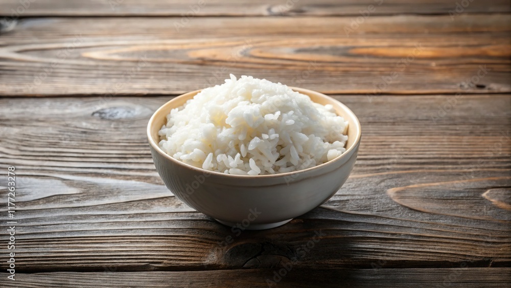 Minimalist White Rice Bowl: Simple Clean Food Photography Minimalist White Rice Bowl: Simple Clean Food Photography