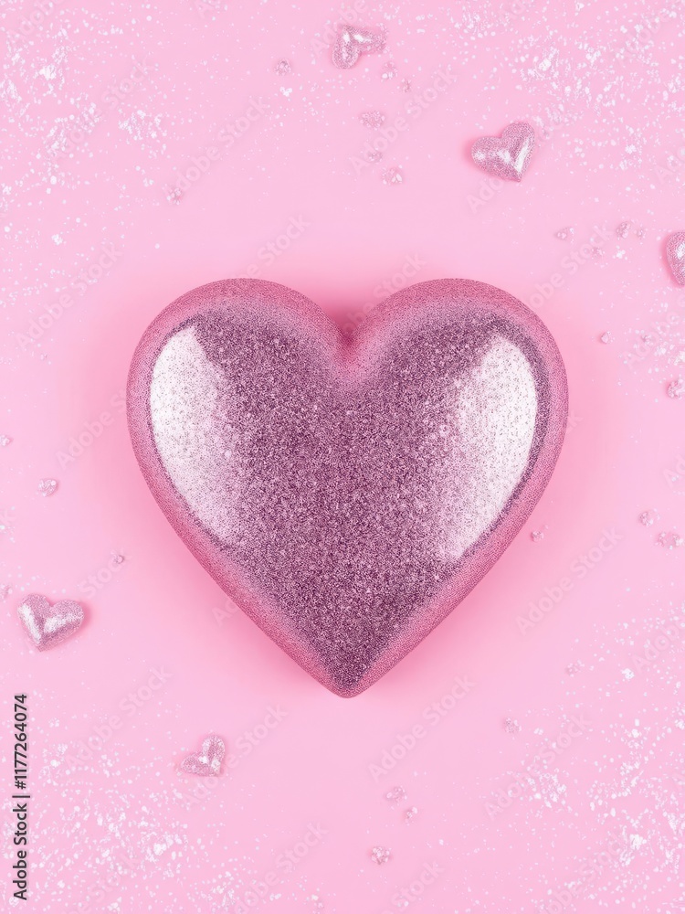 Obraz premium Pink heart background with silver glitter and pink sparkle, overlay,cute,sparkle