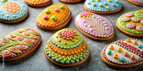 Retro Easter: Happy Family Holiday with Gingerbread Egg Cookies photo