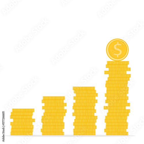 Financial growth concept with gold dollar coin.