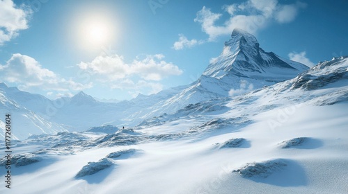 Wallpaper Mural A zen photograph of skiing in sunny weather, capturing peaceful and serene vibes Torontodigital.ca