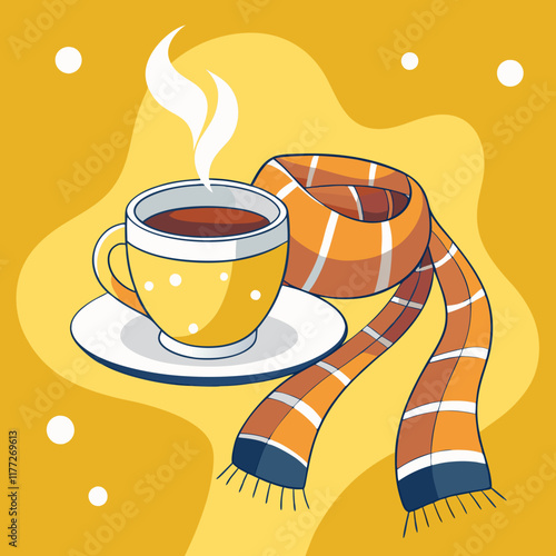 yellow scarf with hot tea