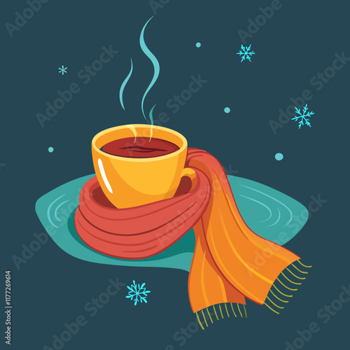 yellow scarf with hot tea