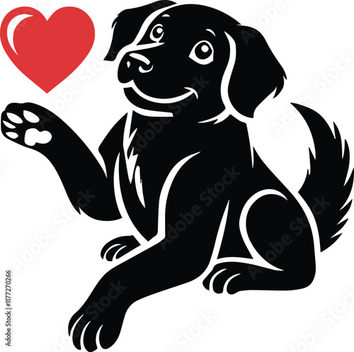 Dog and heart vector photo