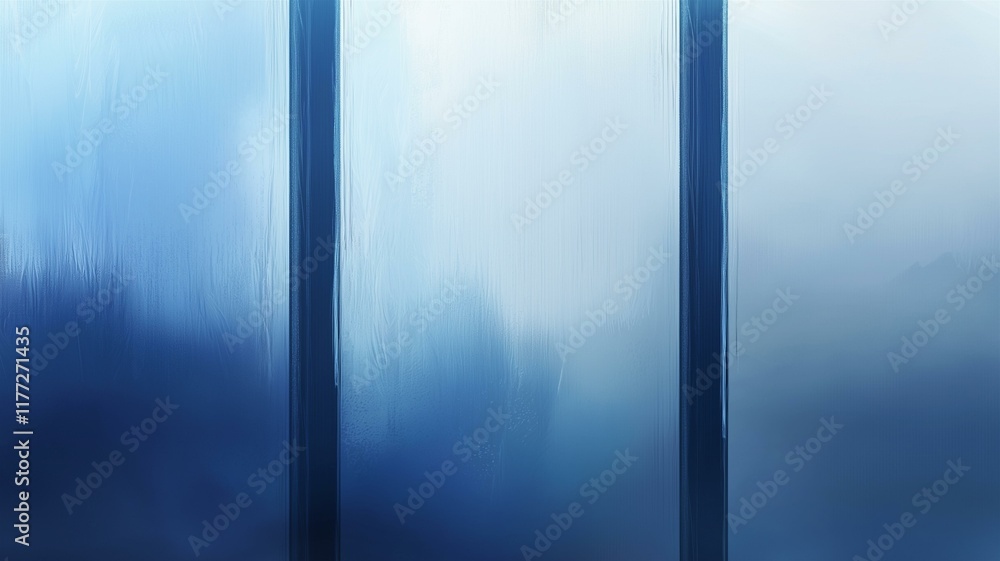 Fototapeta premium Ultra-realistic image of a frosty window with a gradient effect, shifting from icy blue to a soft white at the bottom 