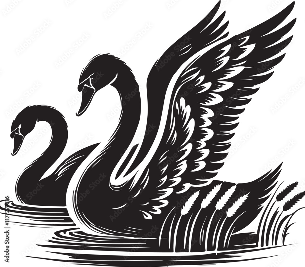 Fototapeta premium black and white swan