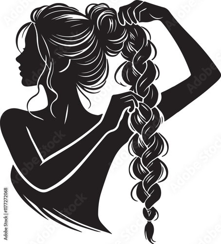 silhouette of a girl with hair