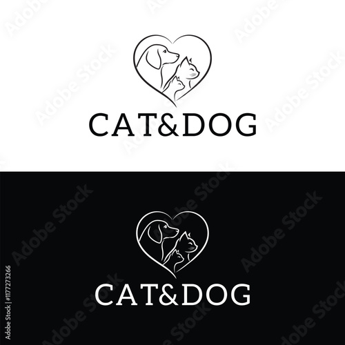 dog and cat logo, pet care logo, pet clinic logo design, cat logo, dog.