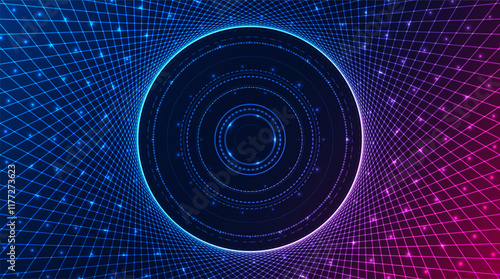 Abstract technology big data visualization. Innovation future data. Digital circles of particles. Graphic concept for your design